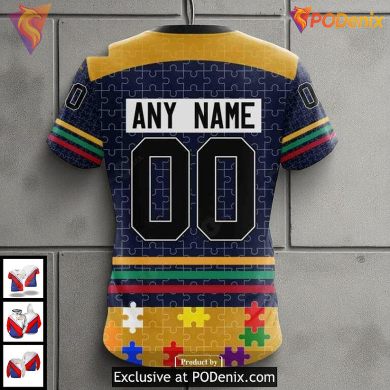 St Louis Blues 3D Hoodie NHL Autism Awareness Fearless Against Autism Design - 3