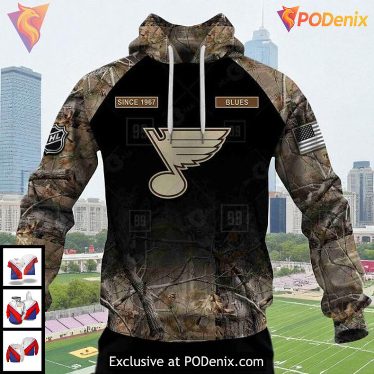 St Louis Blues 3D Hoodie NHL Camouflage Graphic Design With Since 1967 Quote