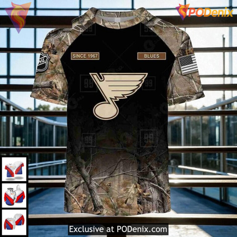 St Louis Blues 3D Hoodie NHL Camouflage Graphic Design With Since 1967 Quote - 2
