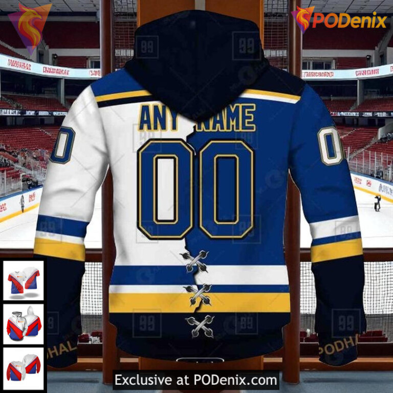 St Louis Blues Hoodie 3D Custom NHL Mix Color Jersey Design Fan Apparel - 2