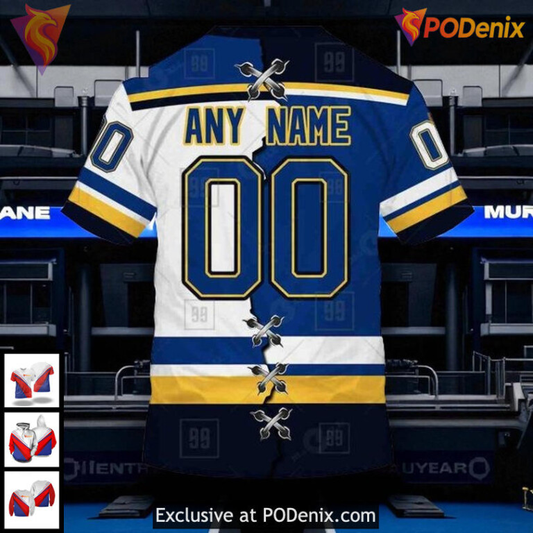 St Louis Blues Hoodie 3D Custom NHL Mix Color Jersey Design Fan Apparel - 3