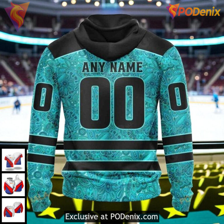 St Louis Blues Hoodie 3D Custom NHL Teal Ribbon Ovarian Cancer Awareness - 1