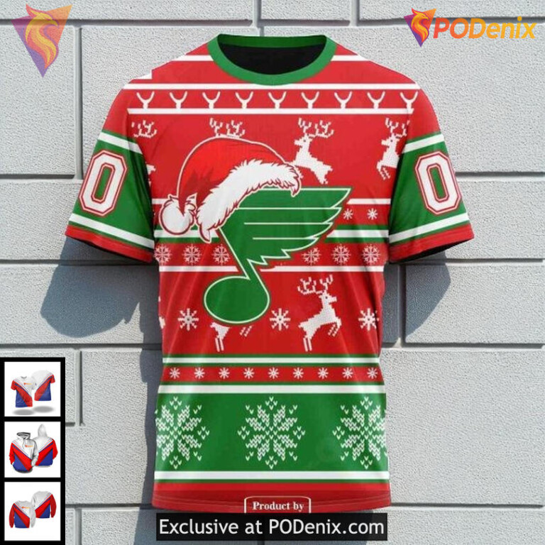 St Louis Blues Hoodie Sweatshirt Custom Christmas NHL Design For Unisex Fans - 2