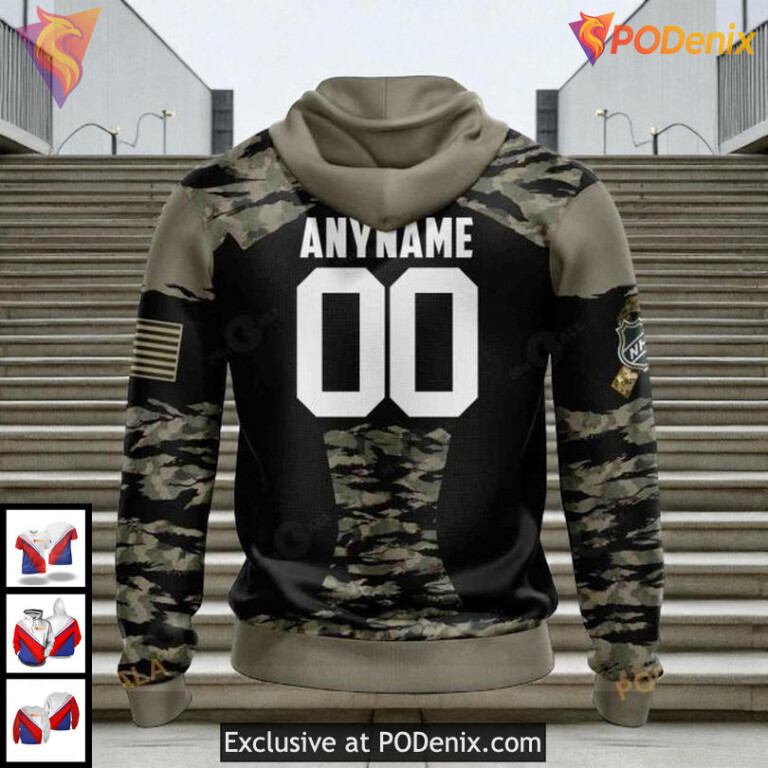 St Louis Blues Zip Up Hoodie Camo NHL Design Custom Military Tribute 3D - 1