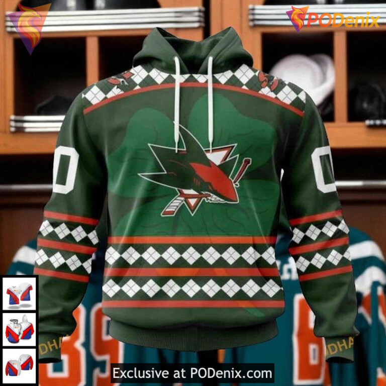 St Patricks Day Celebration Custom San Jose Sharks Kids Hoodie NHL 3D