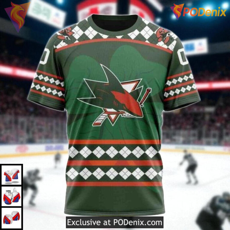 St Patricks Day Celebration Custom San Jose Sharks Kids Hoodie NHL 3D - 2