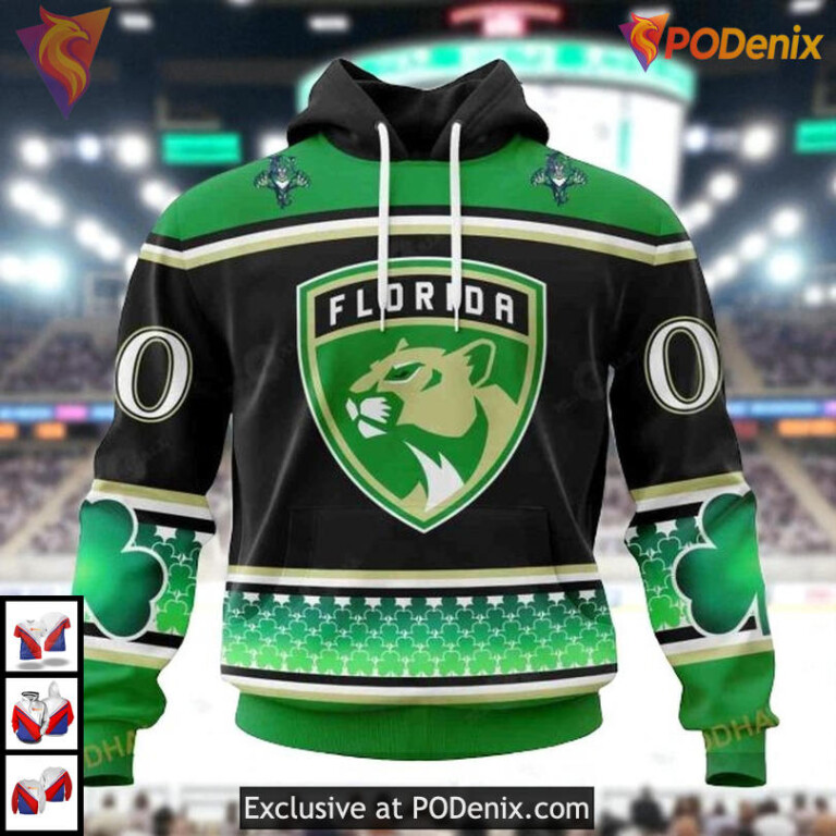 St Patricks Day Celebration Hockey Custom Retro Florida Panthers Hoodie NHL 3D