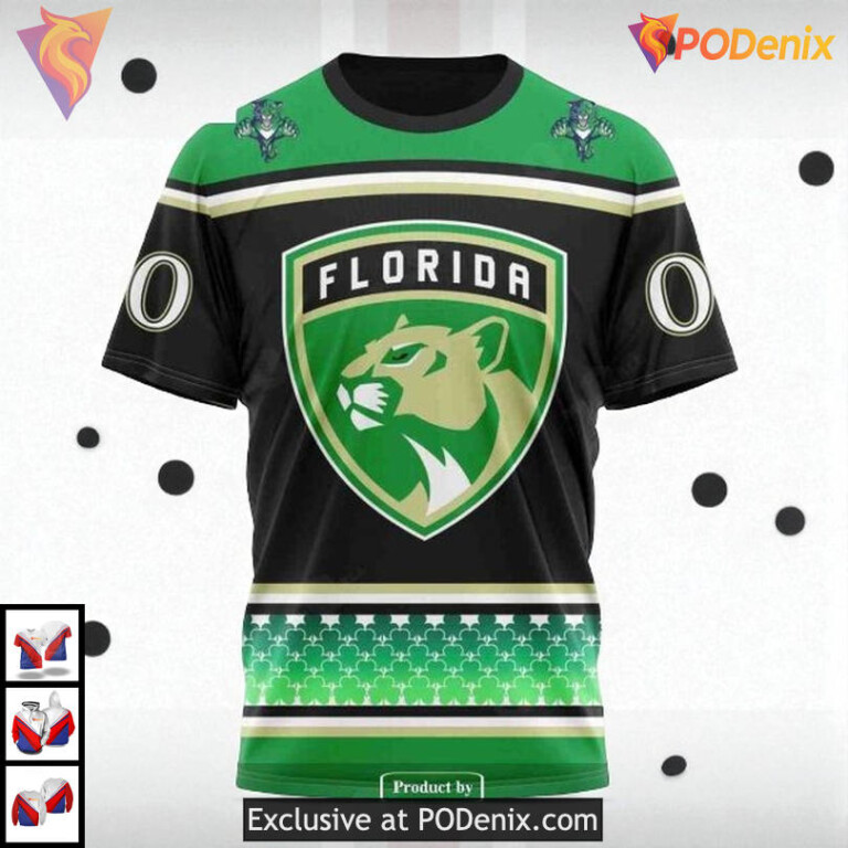 St Patricks Day Celebration Hockey Custom Retro Florida Panthers Hoodie NHL 3D - 2