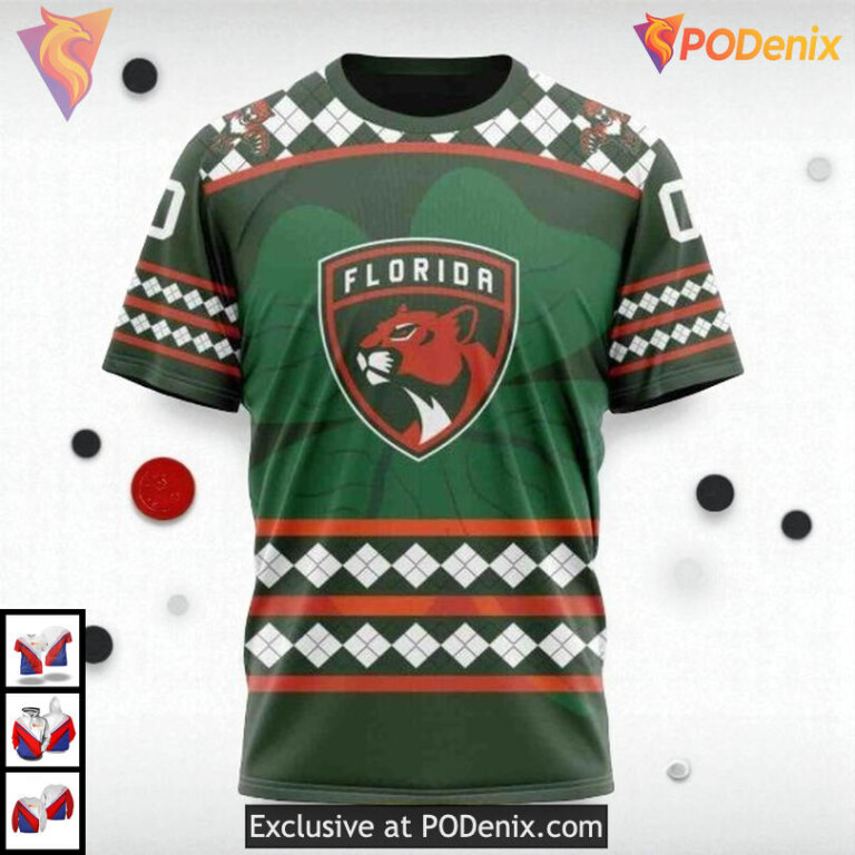 St Patricks Day Celebration Kits Custom Florida Panthers Pullover Hoodie NHL 3D - 2