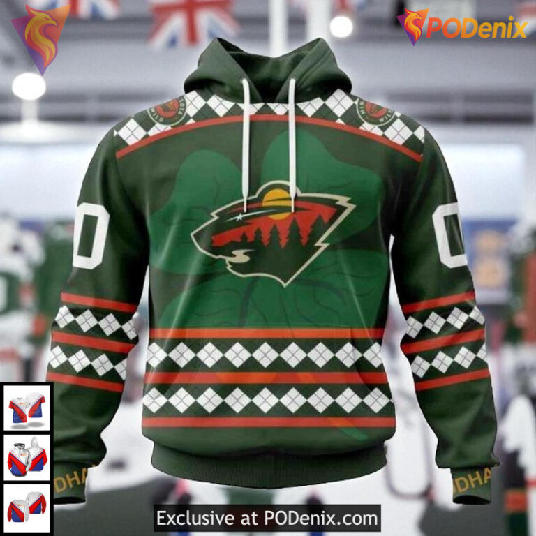 St Patricks Day Hockey Celebration NHL Minnesota Wild Graphic Hoodie 3D