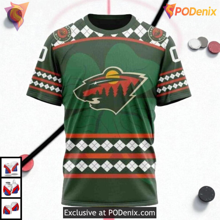 St Patricks Day Hockey Celebration NHL Minnesota Wild Graphic Hoodie 3D - 2