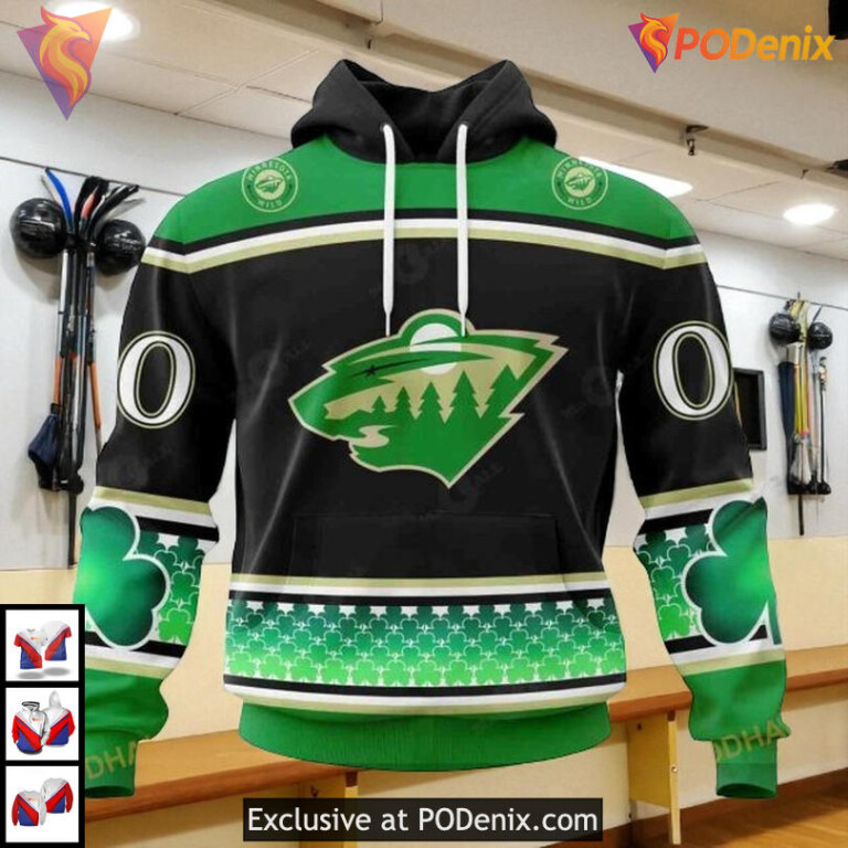 St Patricks Day Hockey Celebration NHL Retro Minnesota Wild Hoodie 3D