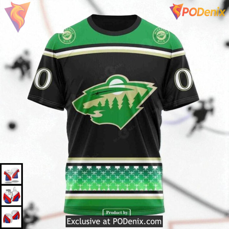 St Patricks Day Hockey Celebration NHL Retro Minnesota Wild Hoodie 3D - 2