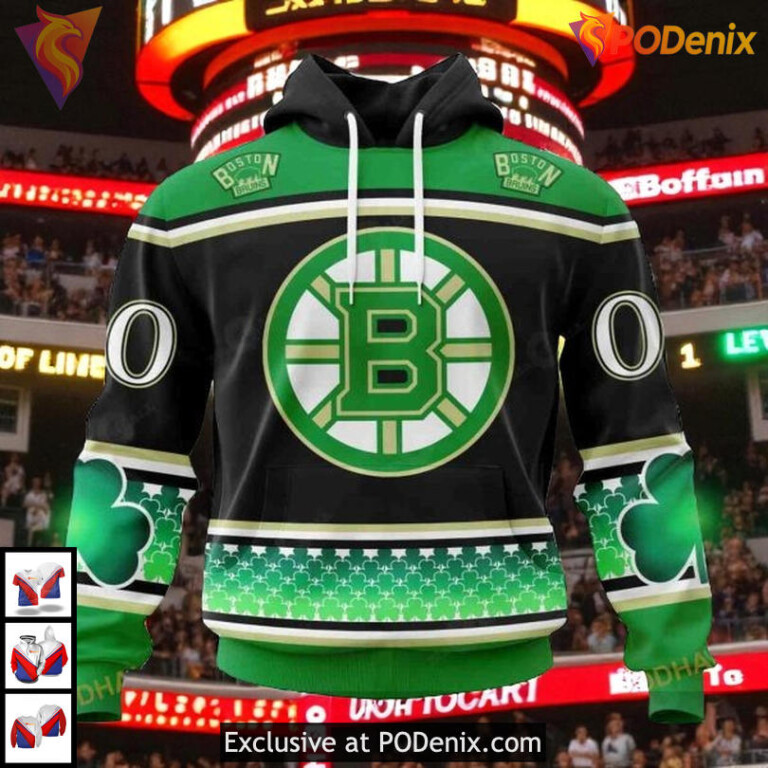 St Patricks Day Unisex Custom NHL Boston Bruins 3D All Over Print Hoodie