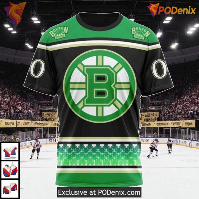 St Patricks Day Unisex NHL Boston Bruins Hoodie 3D Festive Celebration - 2