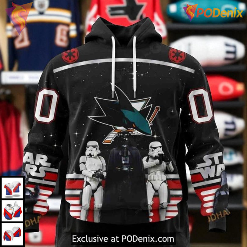 Star Wars Black Concept Graphic Custom Retro San Jose Sharks Hoodie 3D