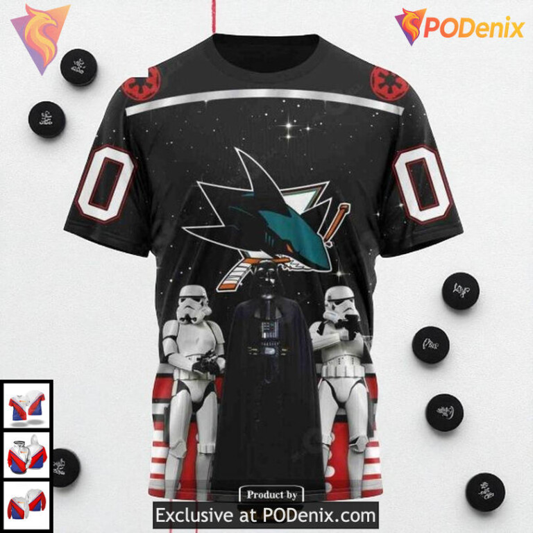 Star Wars Black Concept Graphic Custom Retro San Jose Sharks Hoodie 3D - 2