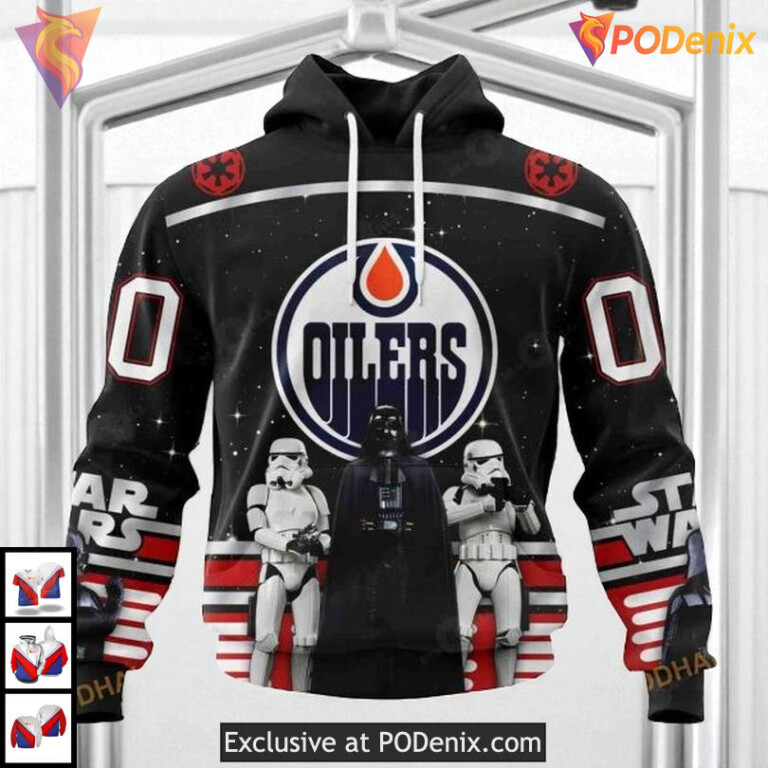 Star Wars Black Graphic Edition NHL Edmonton Oilers Hoodie 3D Custom