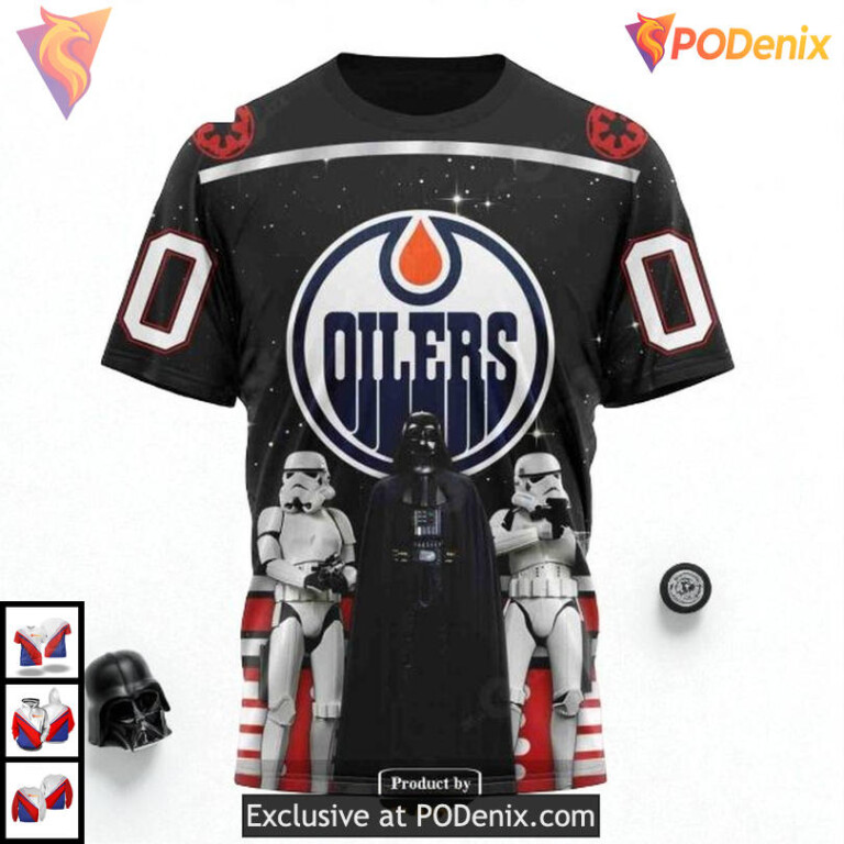 Star Wars Black Graphic Edition NHL Edmonton Oilers Hoodie 3D Custom - 2