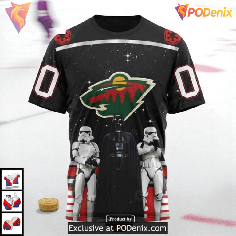 Star Wars Black Graphic Edition NHL Minnesota Wild Hoodie 3D Custom - 2