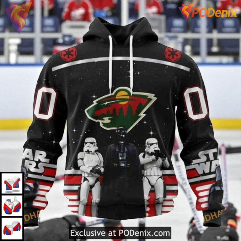Star Wars May The 4th Tribute NHL Custom Number Minnesota Wild Hoodie 3D