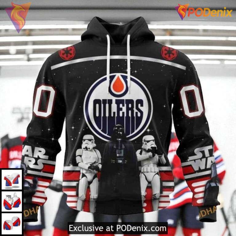 Star Wars May The 4th Tribute NHL Vintage Edmonton Oilers Hoodie 3D