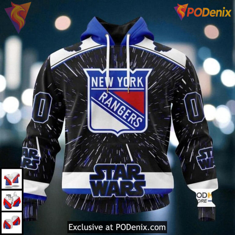 Star Wars NHL Collaboration Fan Gear New York Rangers Pullover Hoodie 3D