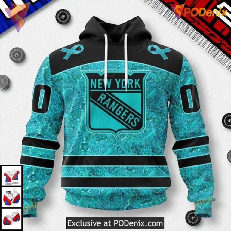 Support Ovarian Cancer Awareness With New York Rangers Christmas Hoodie 3D
