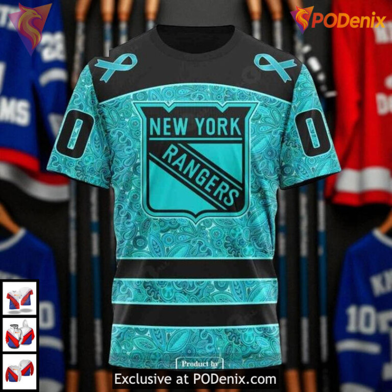 Support Ovarian Cancer Awareness With New York Rangers Christmas Hoodie 3D - 2