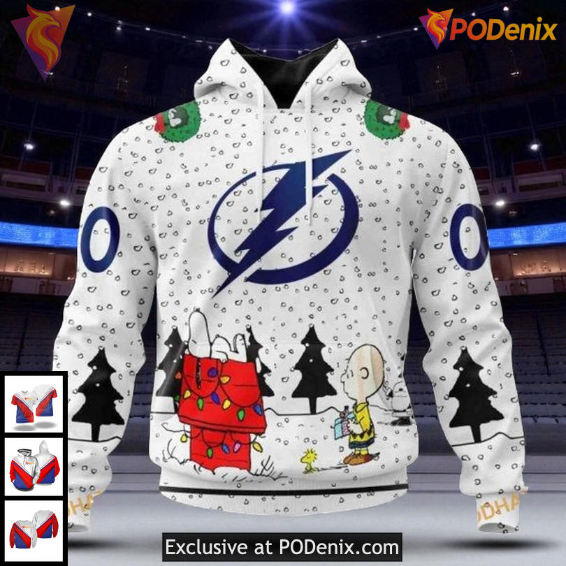 Tampa Bay Lightning 3D Hoodie, Custom Peanuts Holiday NHL Lightning Design