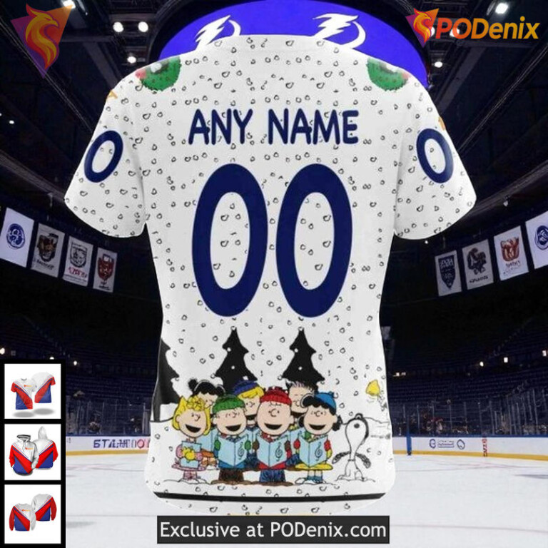 Tampa Bay Lightning 3D Hoodie, Custom Peanuts Holiday NHL Lightning Design - 3