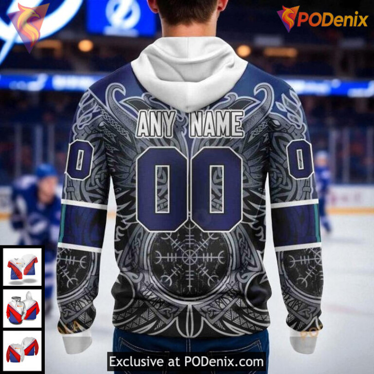 Tampa Bay Lightning 3D Hoodie Norse Viking Design Custom NHL Pullover - 2