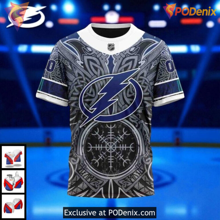 Tampa Bay Lightning 3D Hoodie Norse Viking Design Custom NHL Pullover - 3