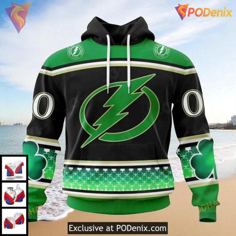 Tampa Bay Lightning 3D Hoodie, Shamrock Design NHL St Patricks Day Style
