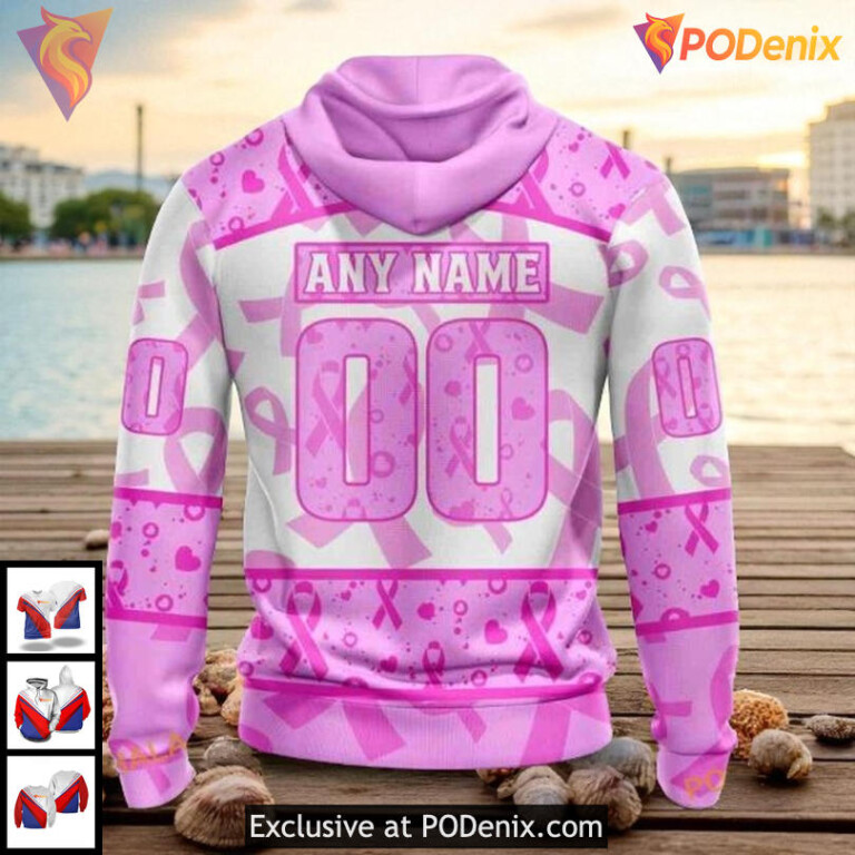 Tampa Bay Lightning All Over Print 3D Hoodie Pink Ribbon Awareness NHL - 1