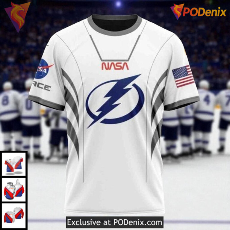 Tampa Bay Lightning All Over Print 3D Hoodie Space Force NASA Astronaut Design - 2
