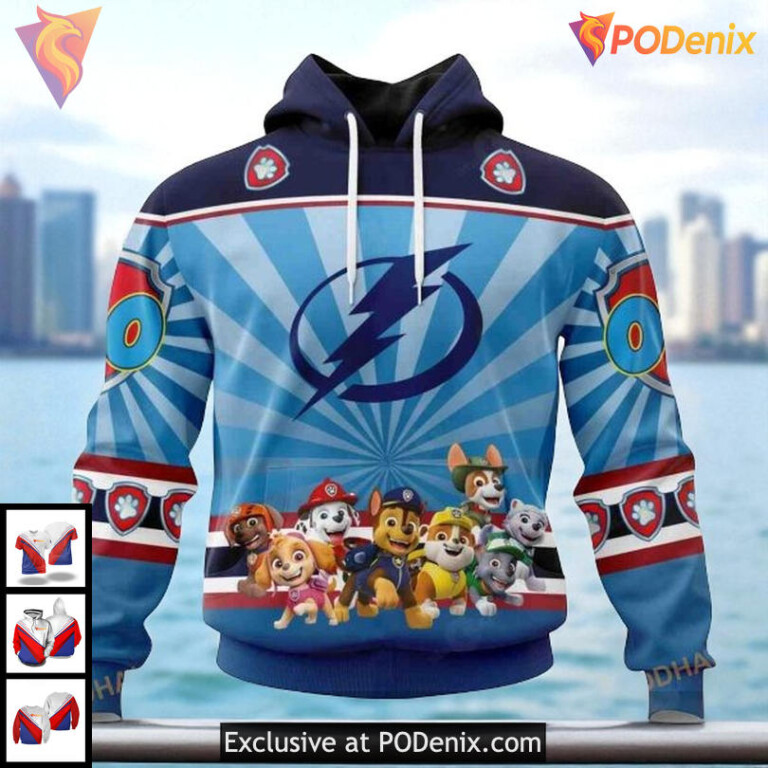 Tampa Bay Lightning All Over Print Hoodie Custom Paw Patrol NHL Design 3D