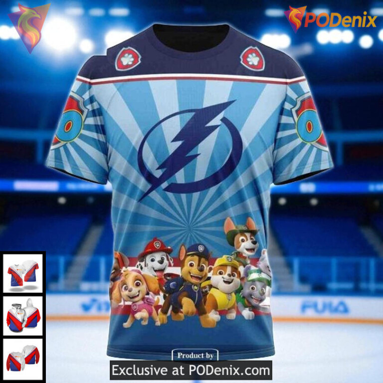 Tampa Bay Lightning All Over Print Hoodie Custom Paw Patrol NHL Design 3D - 2