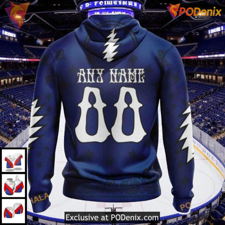 Tampa Bay Lightning All Over Print Hoodie Grateful Dead Skull NHL Style - 1