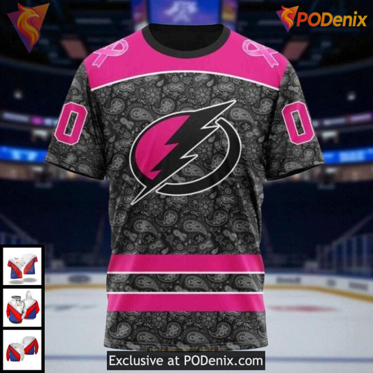 Tampa Bay Lightning All Over Print Hoodie Pink In The Rink NHL Custom 3D - 2