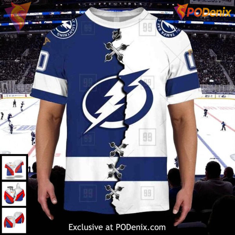Tampa Bay Lightning Hockey Hoodie 3D Mix Style with Custom Graphic Design - 1