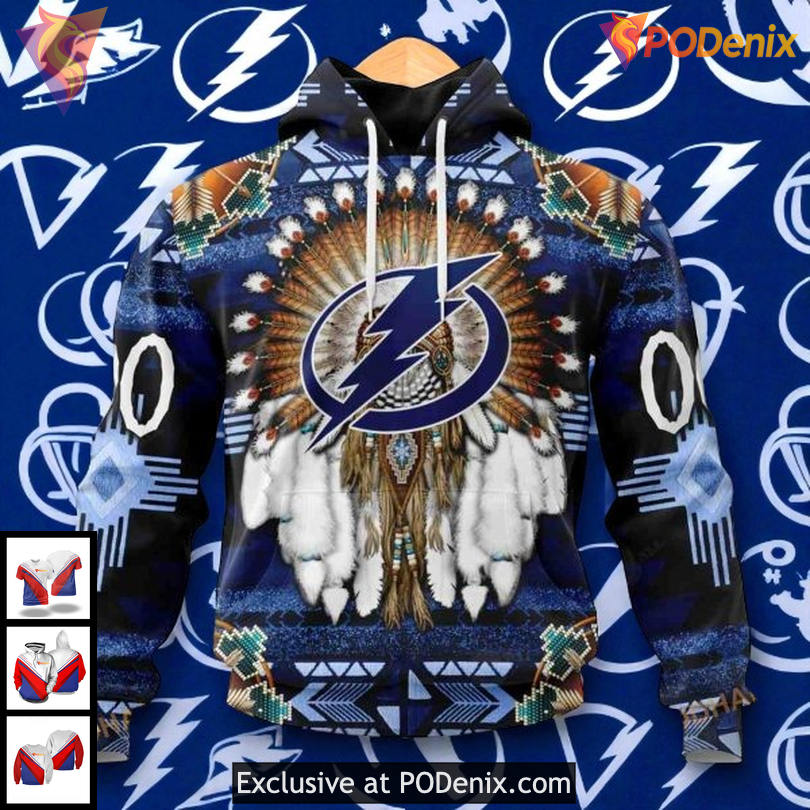 Tampa Bay Lightning Hockey Hoodie 3D, Native Tribal Graphic Custom NHL Design