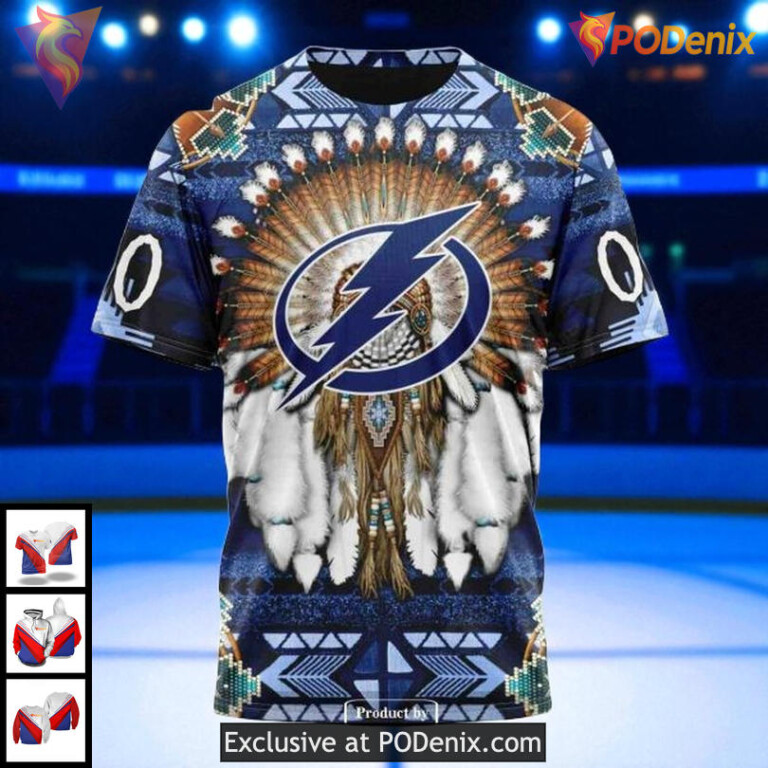 Tampa Bay Lightning Hockey Hoodie 3D, Native Tribal Graphic Custom NHL Design - 2