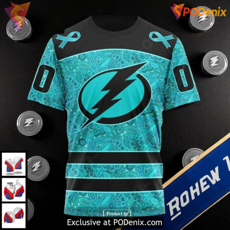 Tampa Bay Lightning Hockey Hoodie 3D Ovarian Cancer Awareness Custom Design - 2