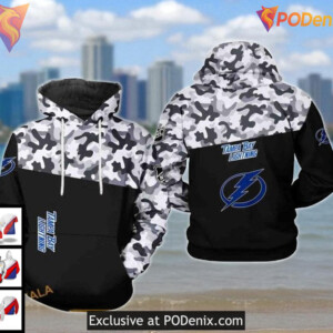 Tampa Bay Lightning Hoodie 3D Camo Style NHL Veteran Inspired Apparel
