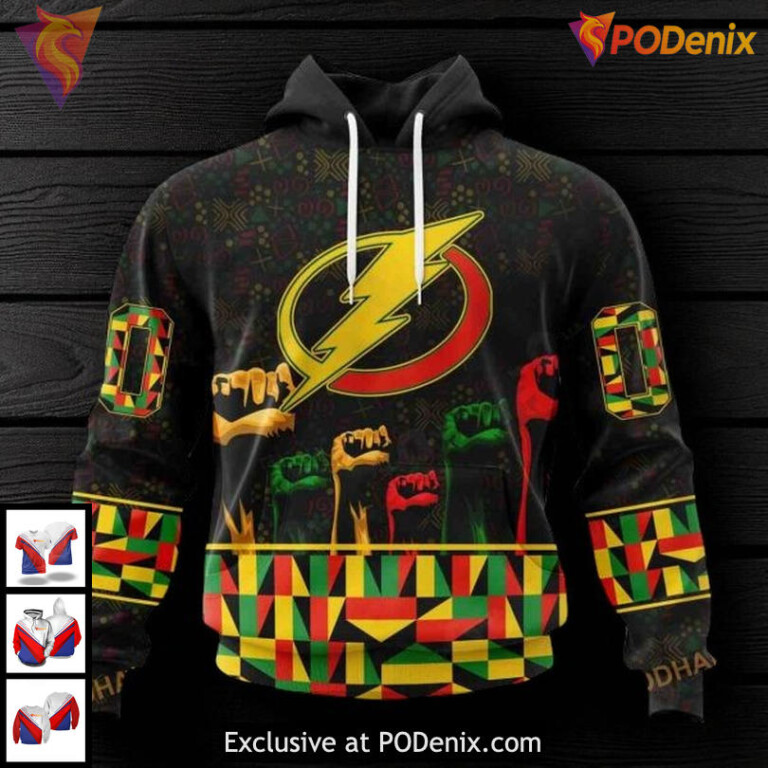 Tampa Bay Lightning Hoodie 3D Celebrate Black History Month Custom NHL Design