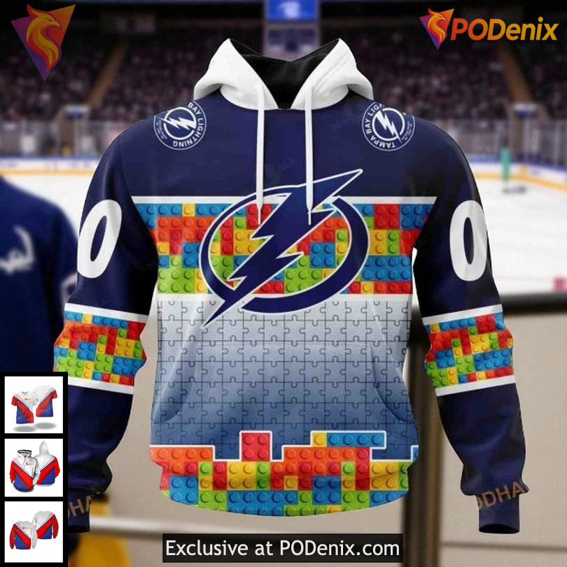 Tampa Bay Lightning Hoodie 3D Color Puzzle NHL Custom Gradient Design
