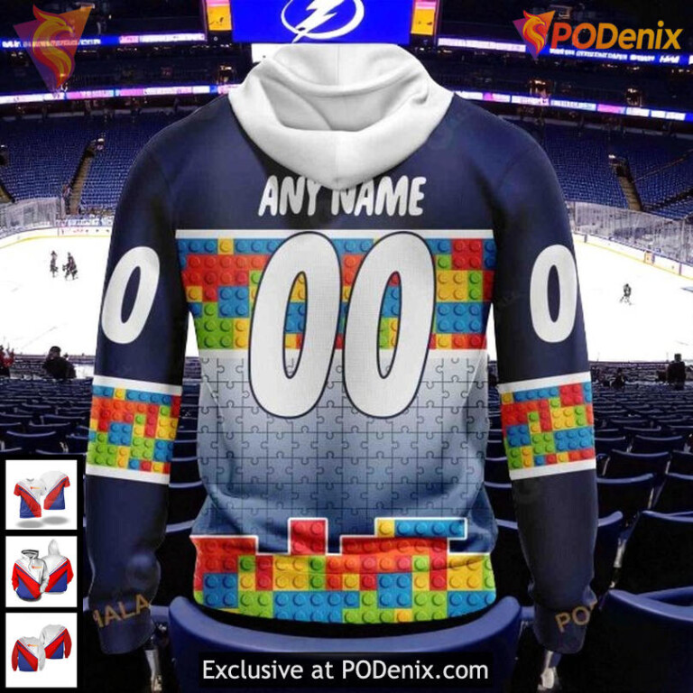 Tampa Bay Lightning Hoodie 3D Color Puzzle NHL Custom Gradient Design - 1