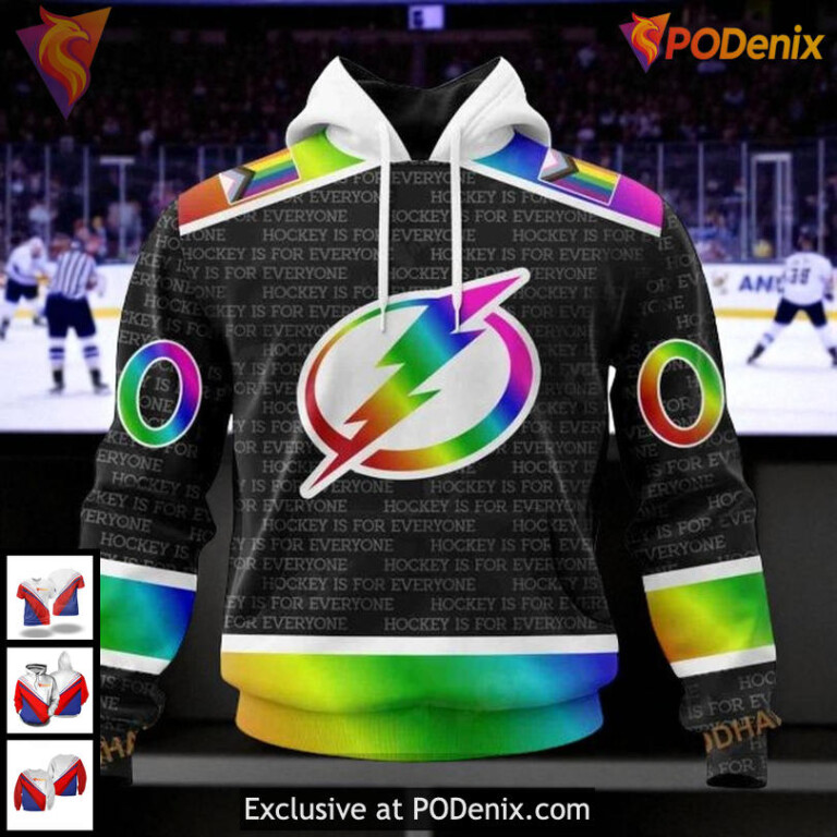 Tampa Bay Lightning Hoodie 3D, Custom NHL Pride Gradient Color Design