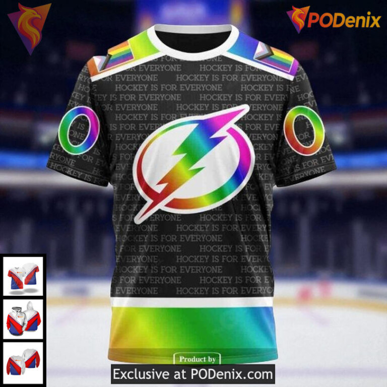 Tampa Bay Lightning Hoodie 3D, Custom NHL Pride Gradient Color Design - 2
